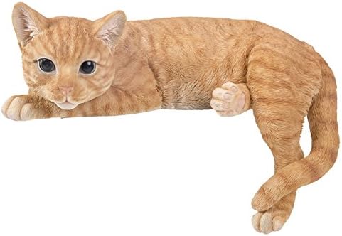Large Laying Ginger Cat Garden Ornament