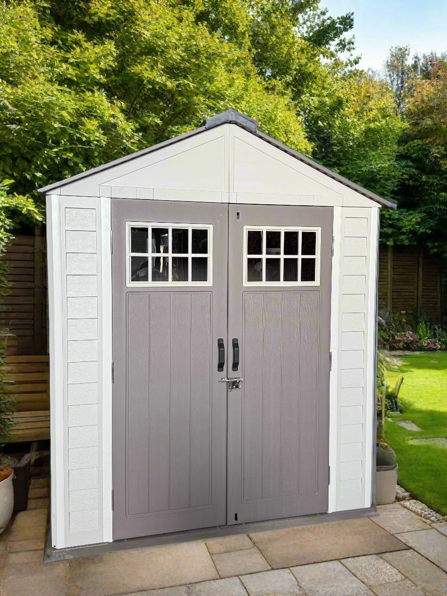 Balmoral Heavy-Duty Windproof Resin Dual-Wall High Density Garden Shed - 7 x 7 ft