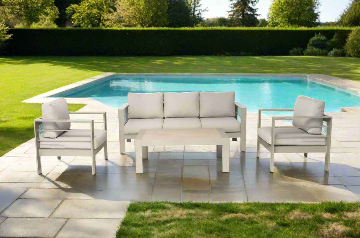 Wisteria Lane 4 Piece Aluminium Lounge Sofa Set - Champagne