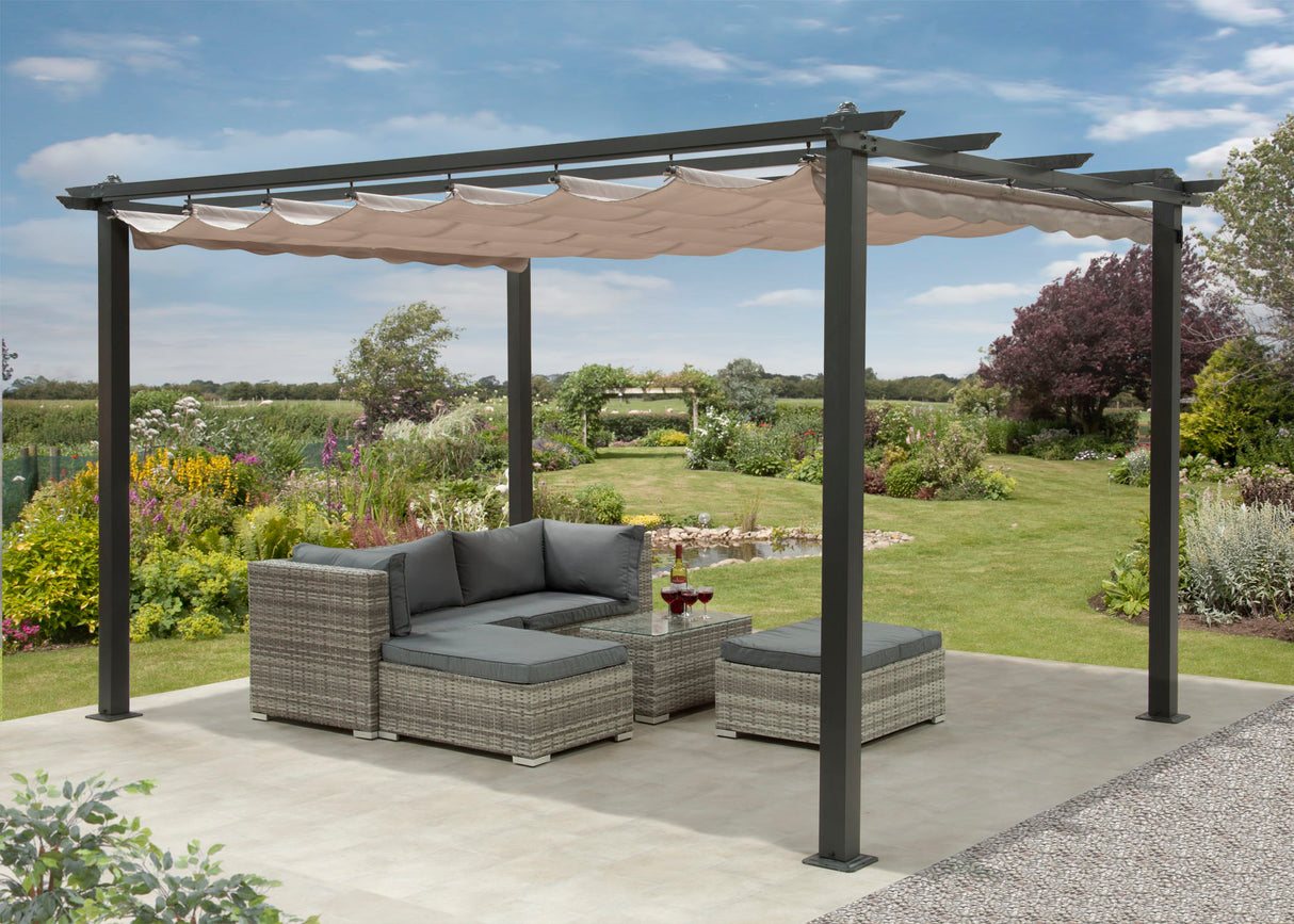 Aluminium Pergola 3m x 4m Garden Shade - Grey