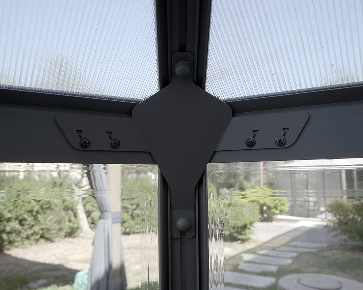 Oasis 8' Hexagonal Greenhouse - Grey Frame & Hybrid Polycarbonate Panels