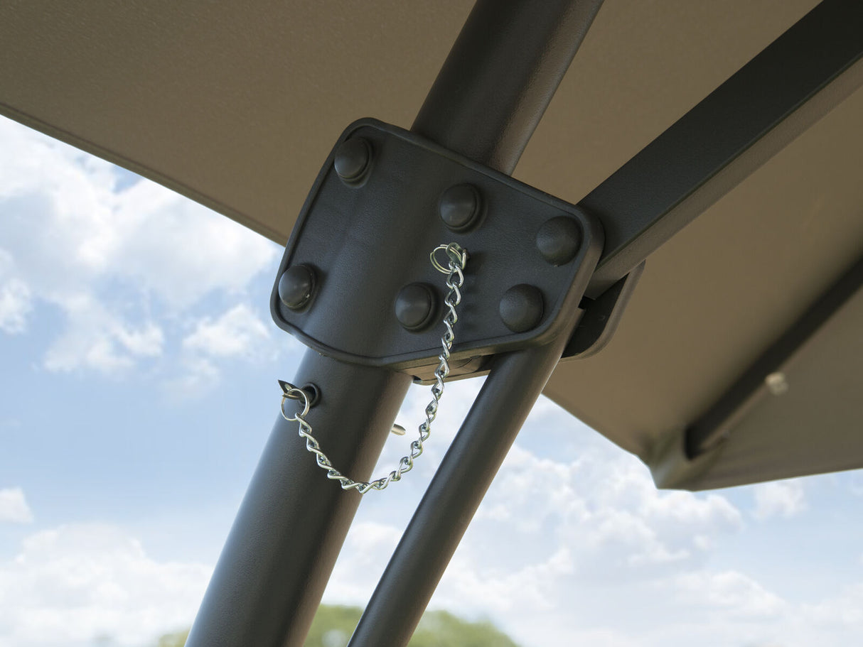 3m Garden Parasol With Solar Lights - Grey