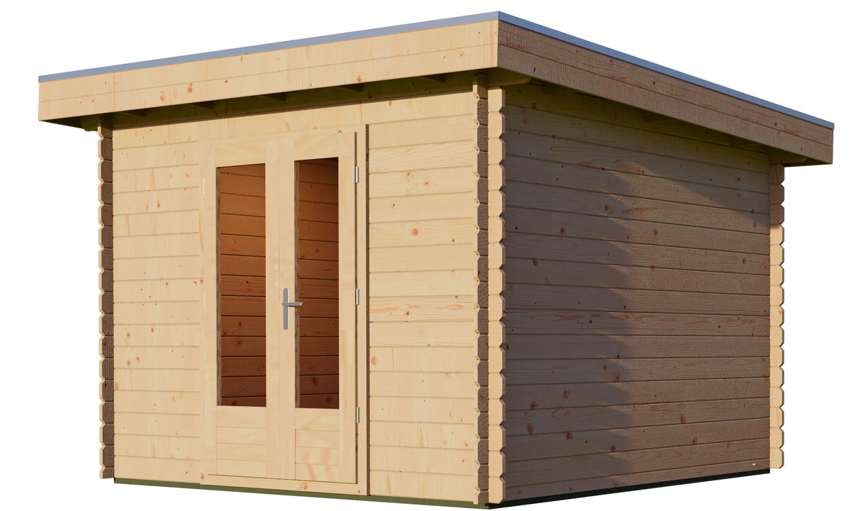 3x3m Log Cabin with Pent Roof