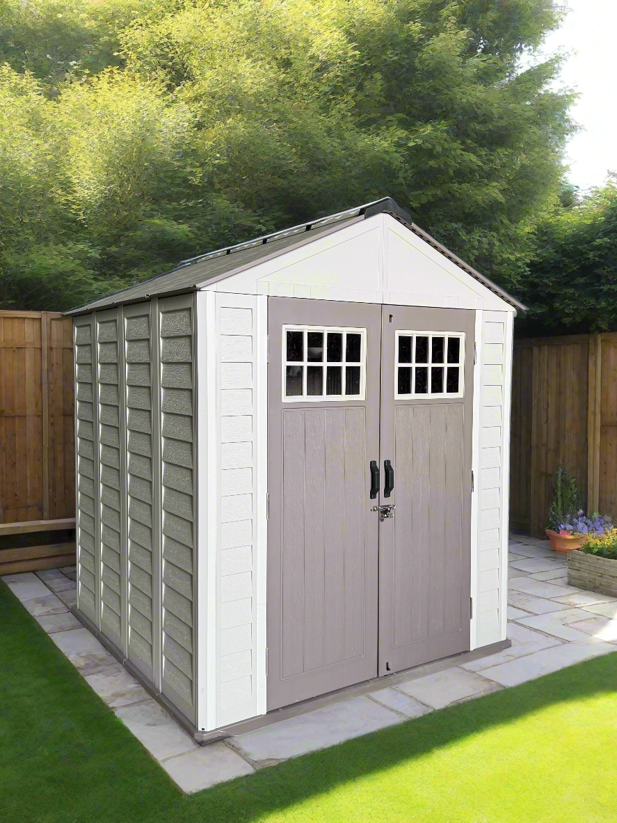 Balmoral Heavy-Duty Windproof Resin Dual-Wall High Density Garden Shed - 7 x 7 ft