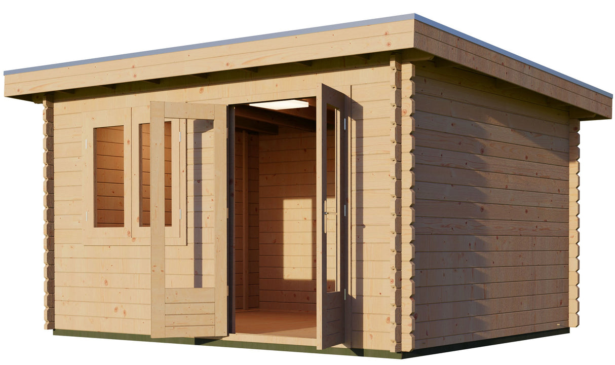 3x4m Log Cabin with Pent Roof