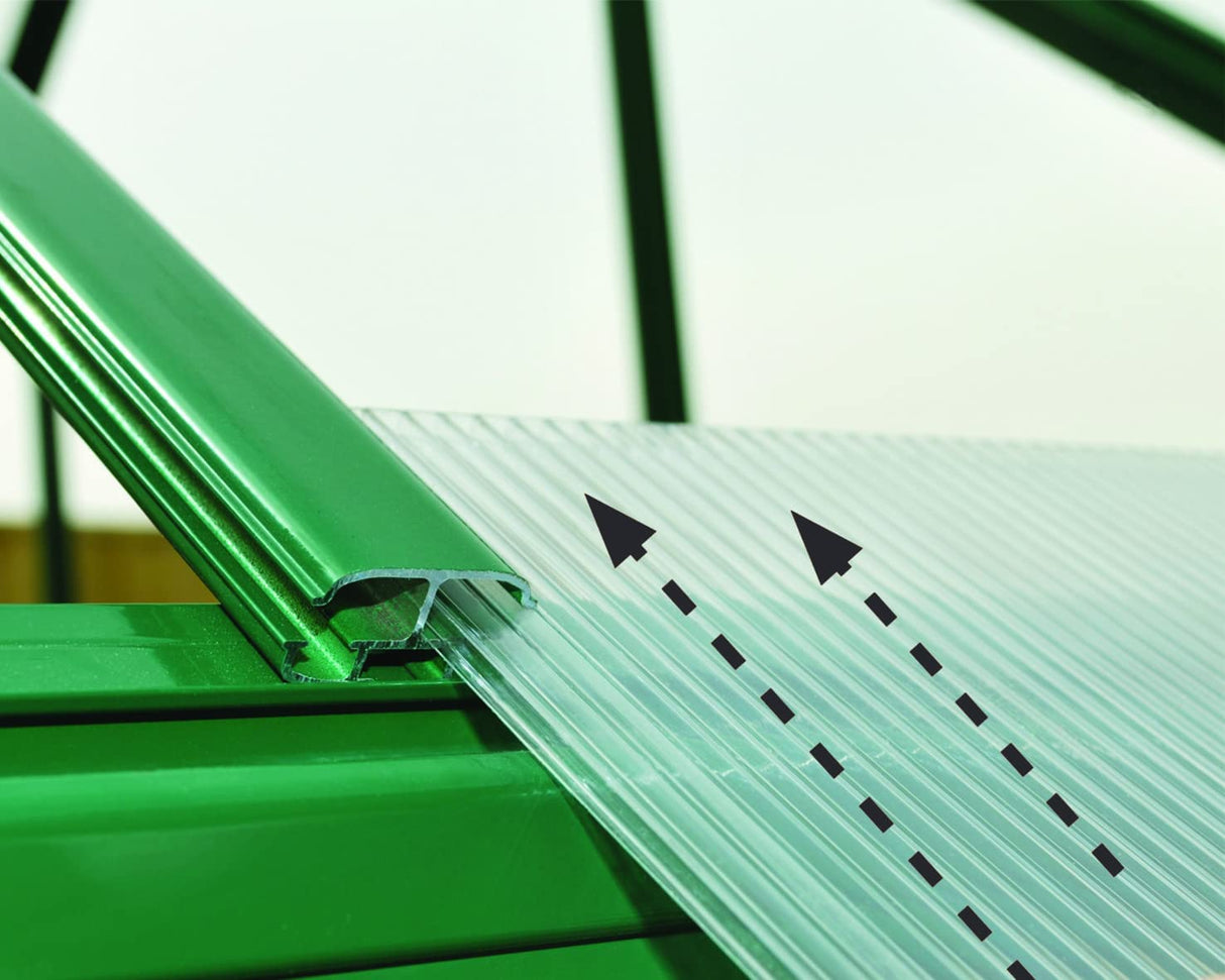 Balance 8' x 8' Greenhouse - Green Frame & Hybrid Polycarbonate Panels