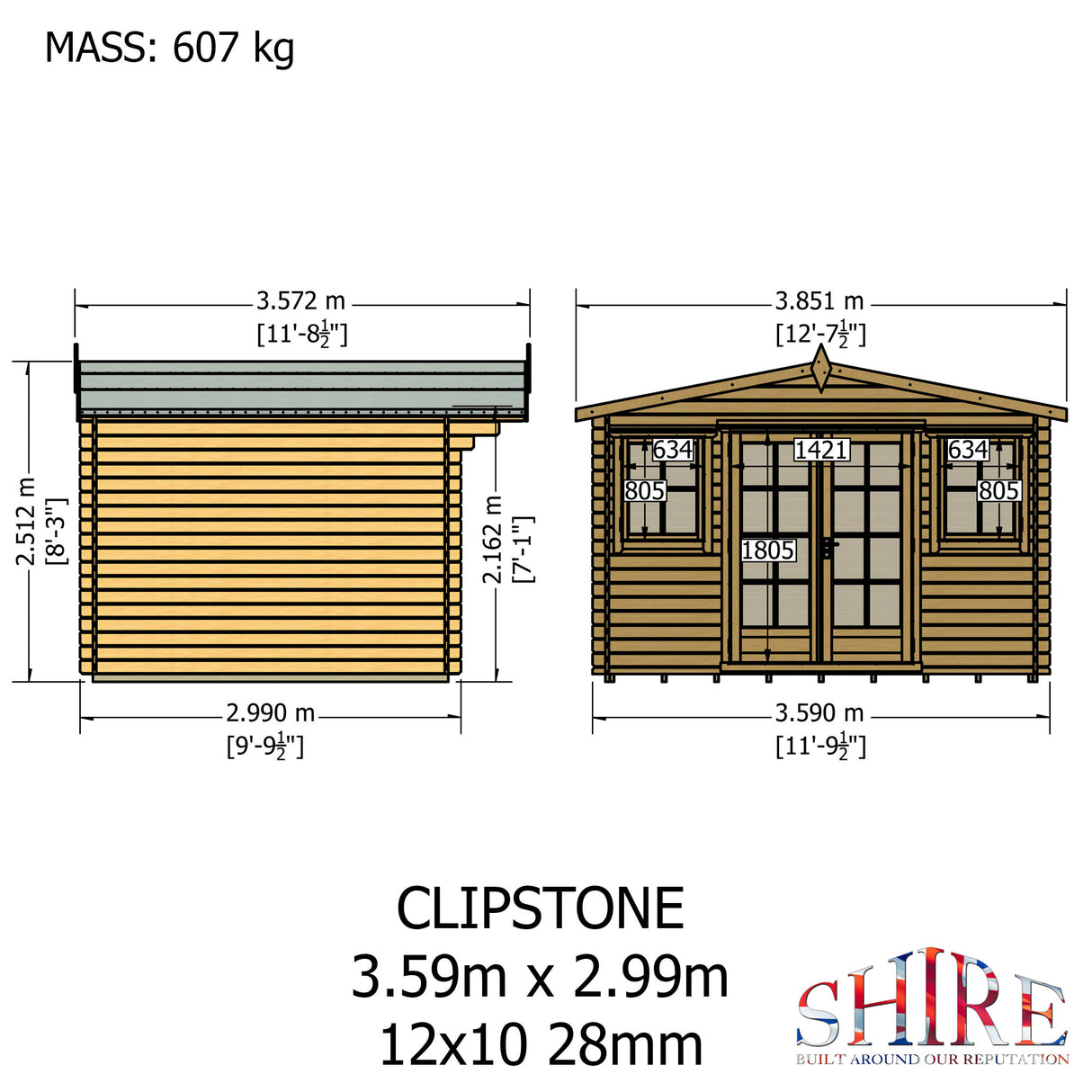 Shire Clipstone 12x10 Log Cabin