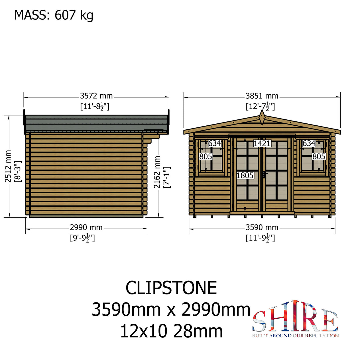 Shire Clipstone 12x10 Log Cabin