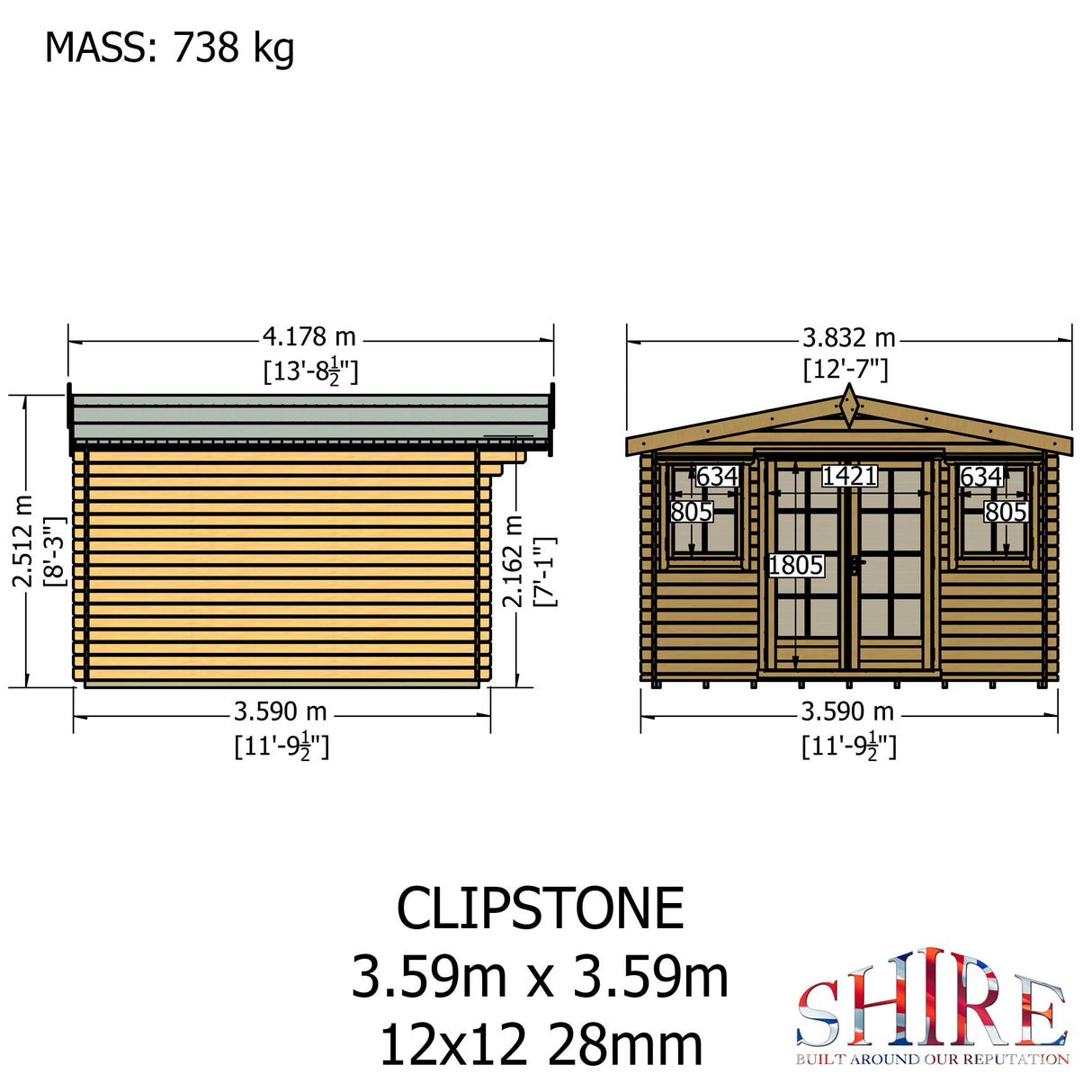 Shire Clipstone 12x12 Log Cabin
