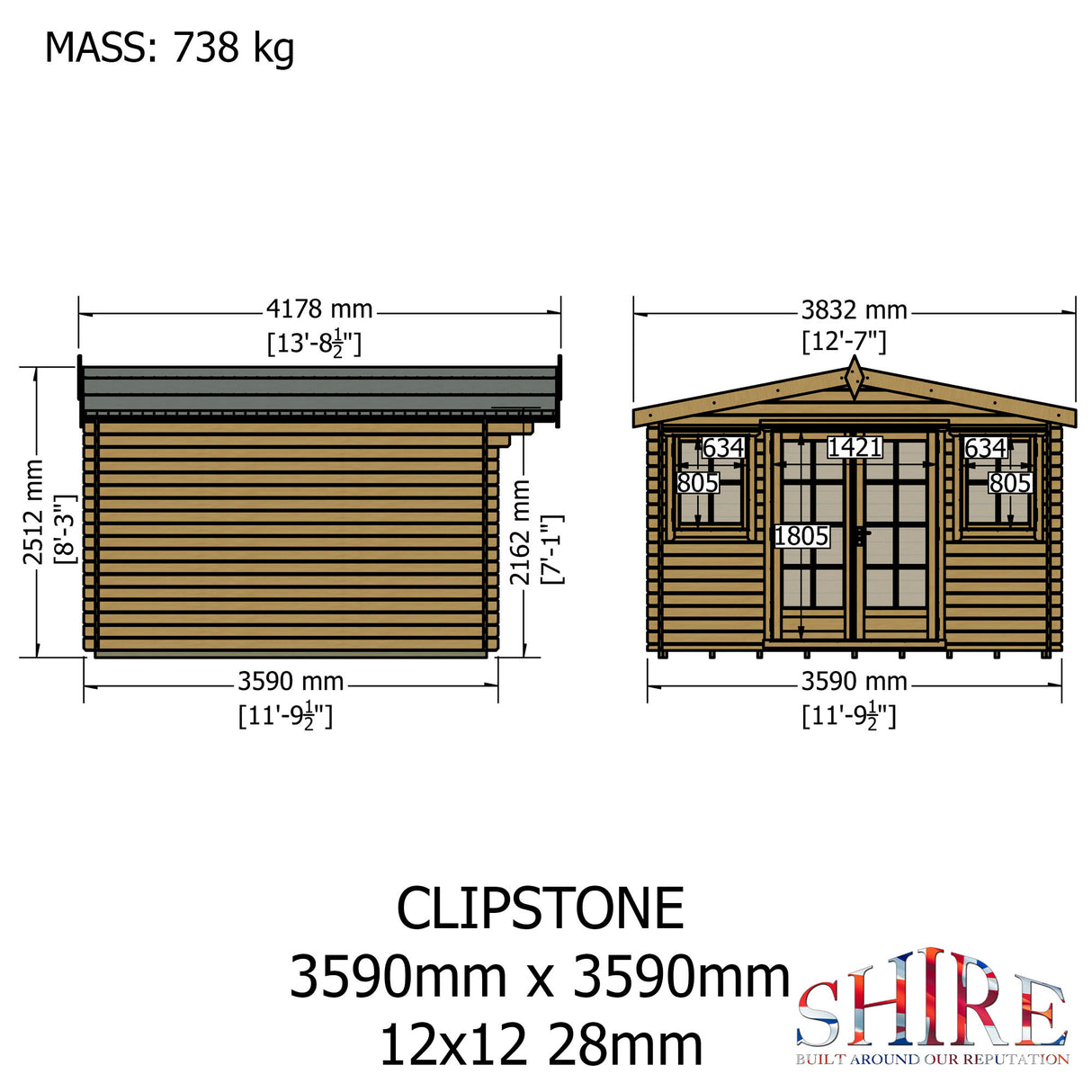 Shire Clipstone 12x12 Log Cabin
