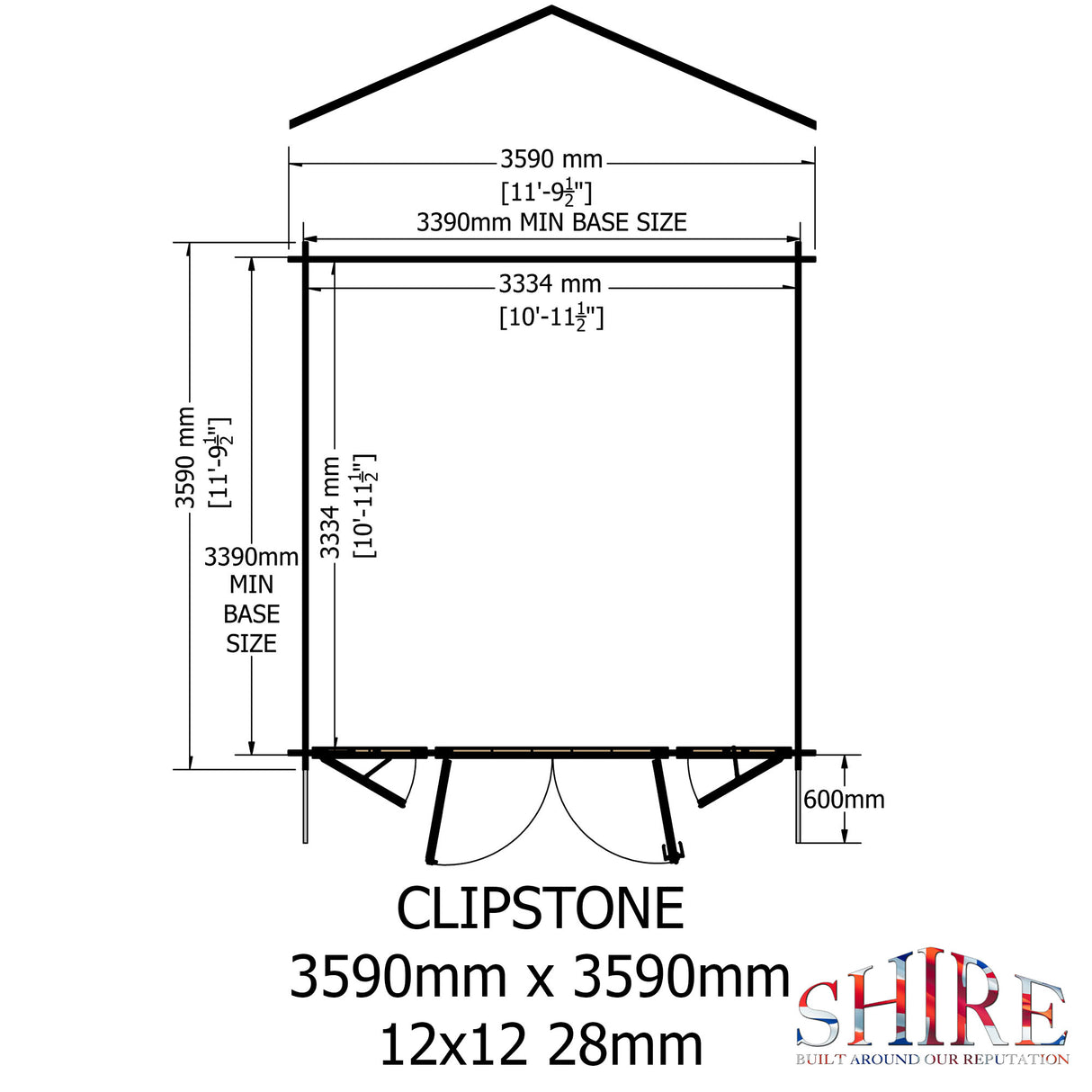 Shire Clipstone 12x12 Log Cabin
