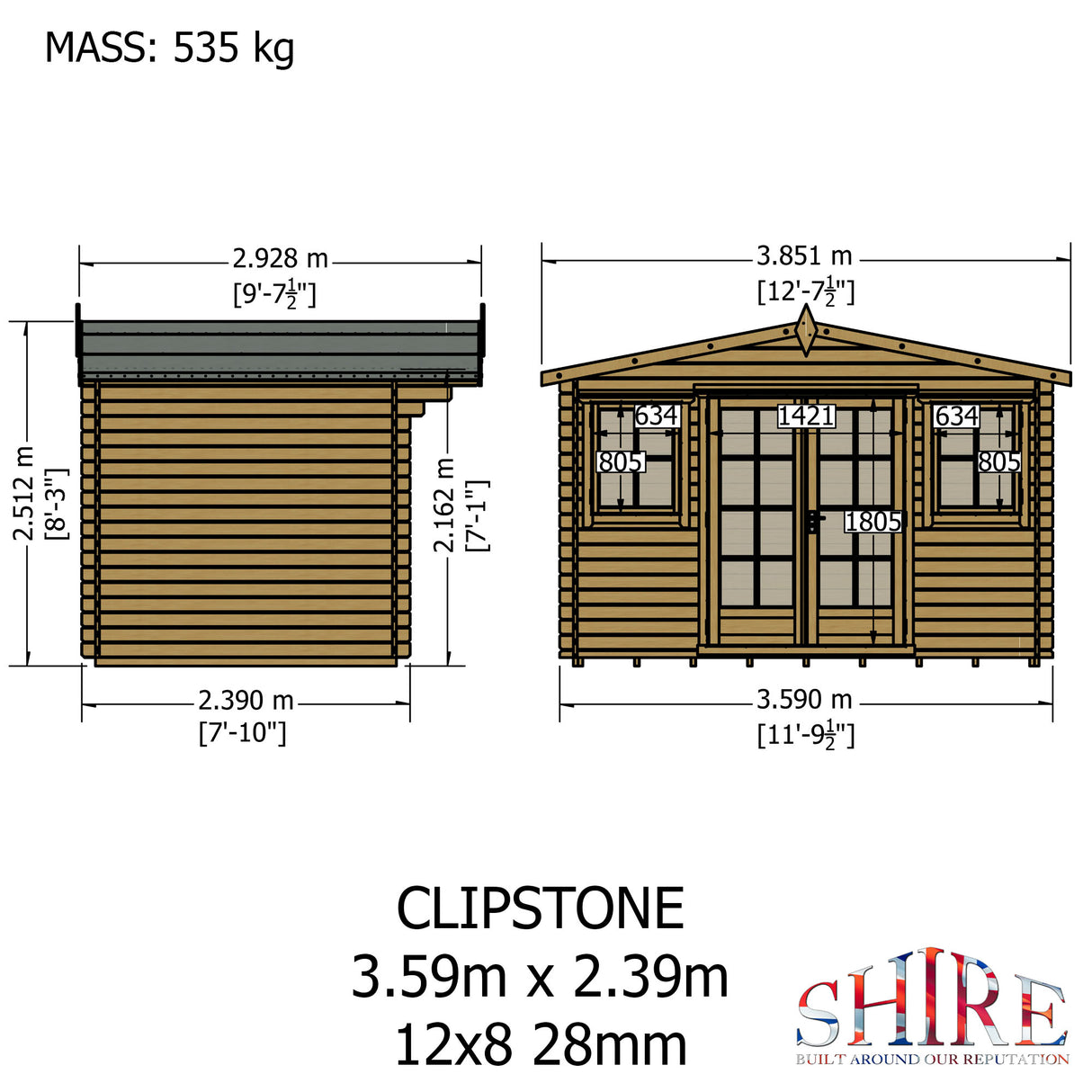 Shire Clipstone 12x8 Log Cabin