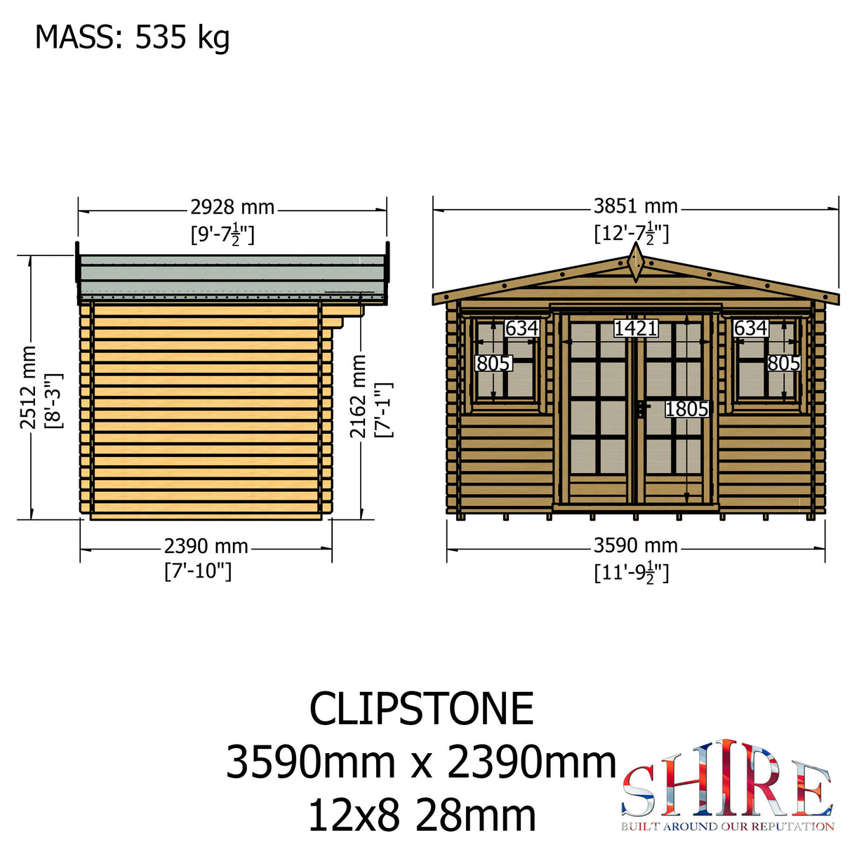 Shire Clipstone 12x8 Log Cabin