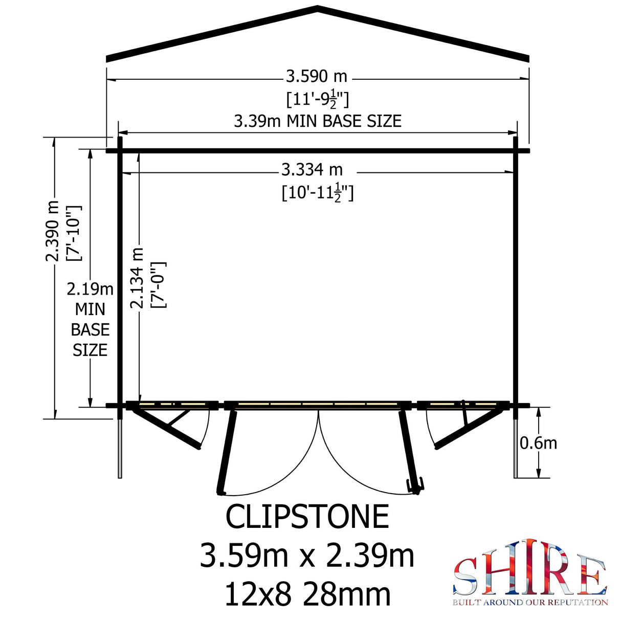 Shire Clipstone 12x8 Log Cabin