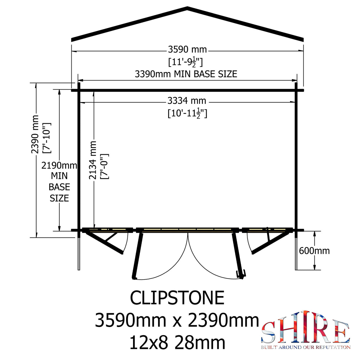 Shire Clipstone 12x8 Log Cabin
