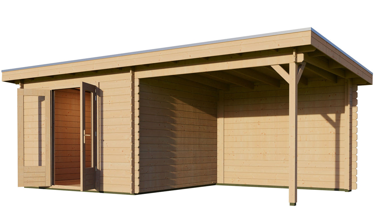3x6m Log Cabin with Canopy (3x3m)