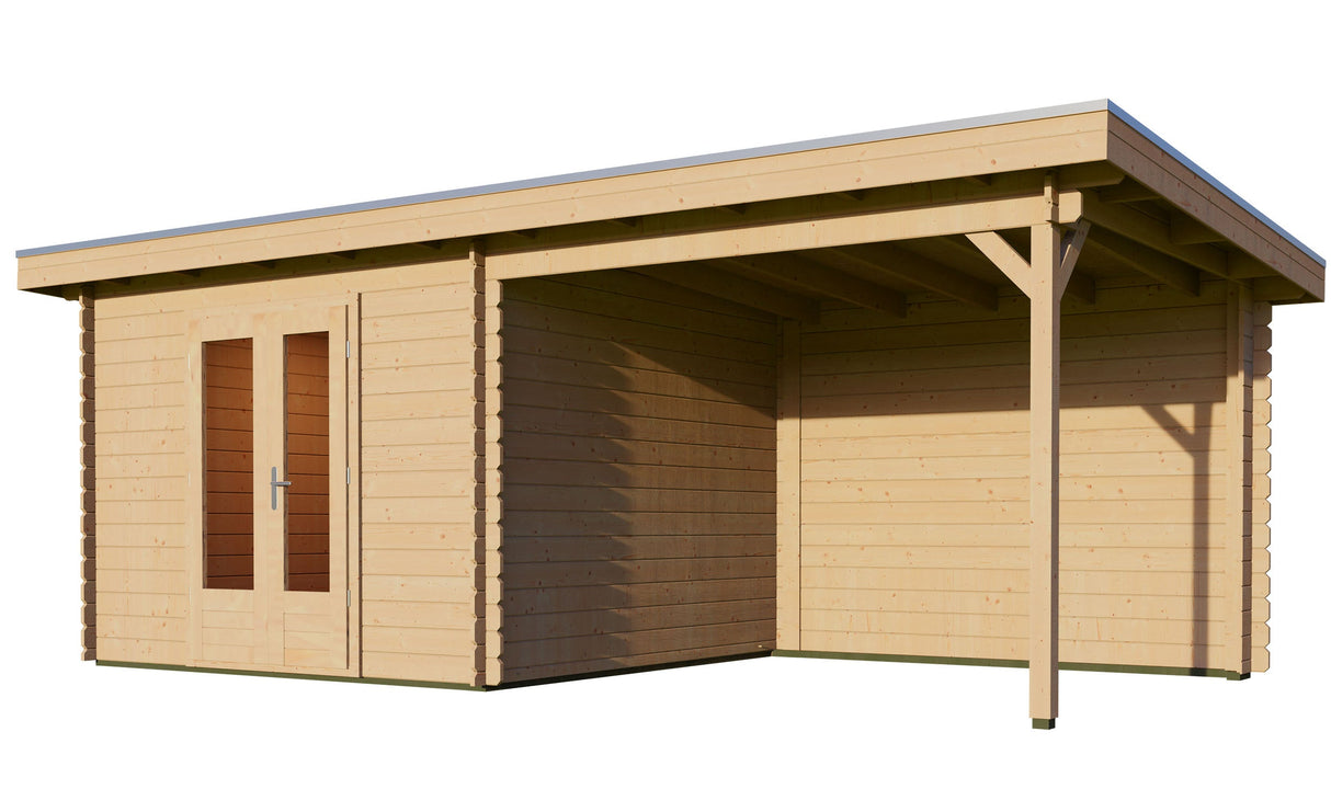 3x6m Log Cabin with Canopy (3x3m)