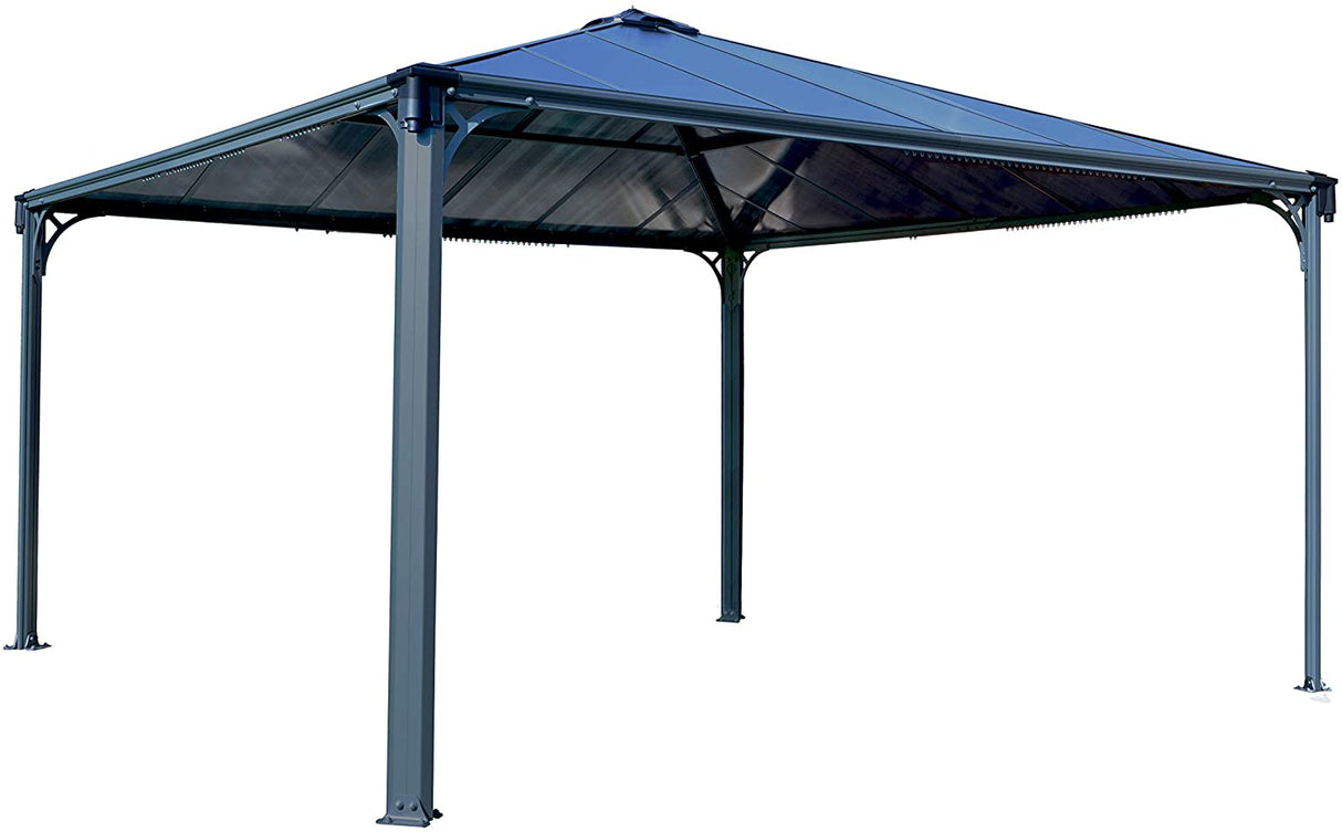 Palermo 4.3m x 4.3m Garden Gazebo in Grey with Polycarbonate Roof