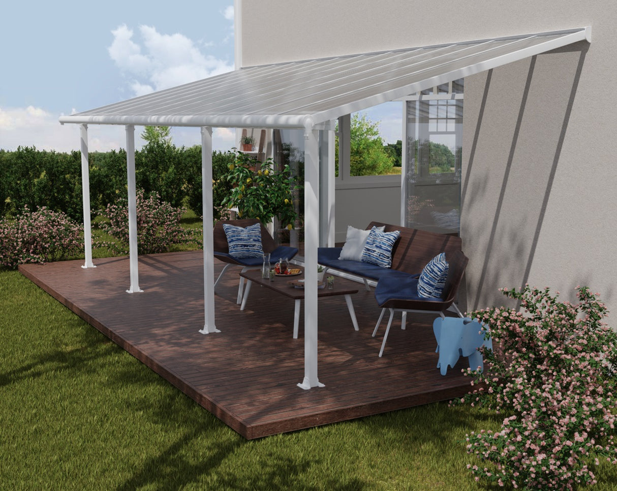 Olympia Patio Cover 3m x 7.4m - White Frame & Clear Polycarbonate