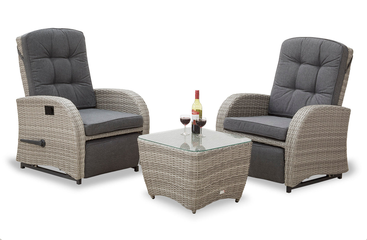 Bellevue Rattan Rocking Garden Chair Set - Grey