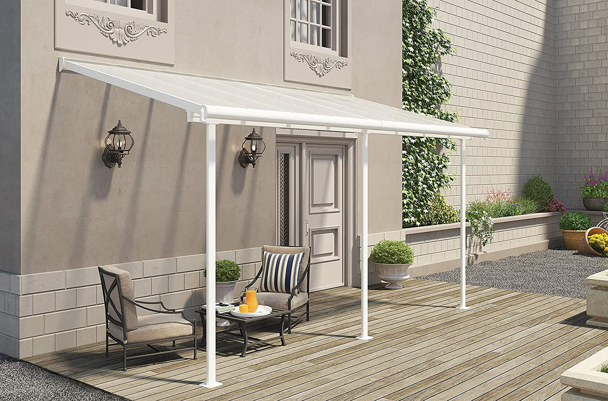 Sierra Patio Cover 2.2m x 4.5m - White Frame & Clear Polycarbonate