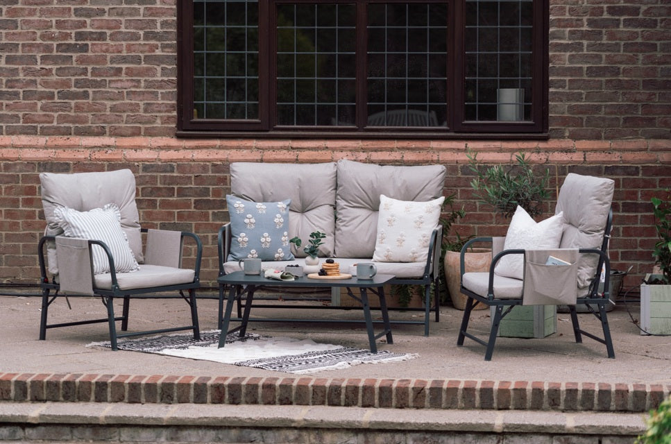 Perth Folding 4 Piece Garden Furniture Set - Great for Caravans or Limited Space!