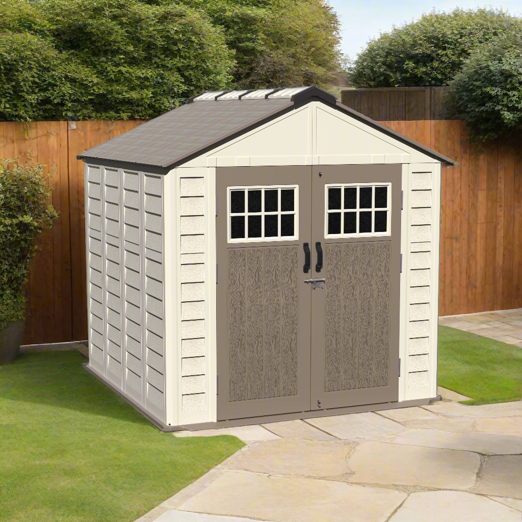 Balmoral Heavy-Duty Windproof Resin Dual-Wall High Density Garden Shed - 7 x 7 ft