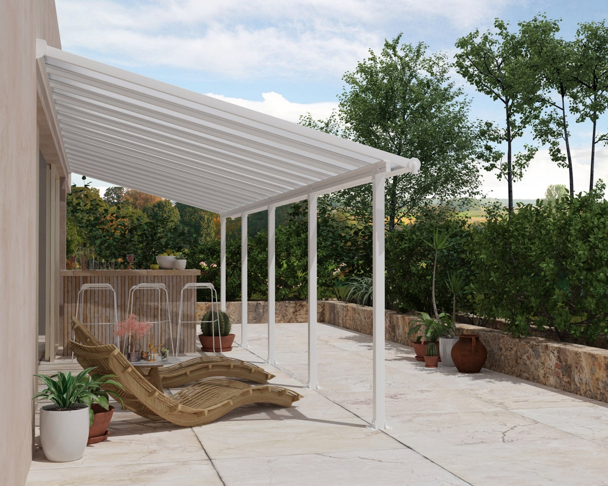 Olympia Patio Cover 3m x 9.2m - White Frame & Clear Polycarbonate