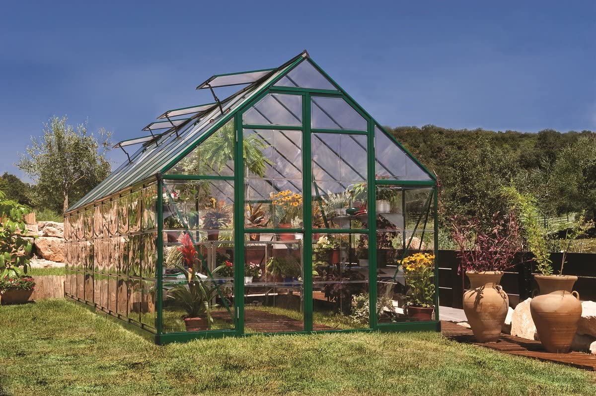 Balance 8' x 20' Greenhouse - Green Frame & Hybrid Polycarbonate Panels