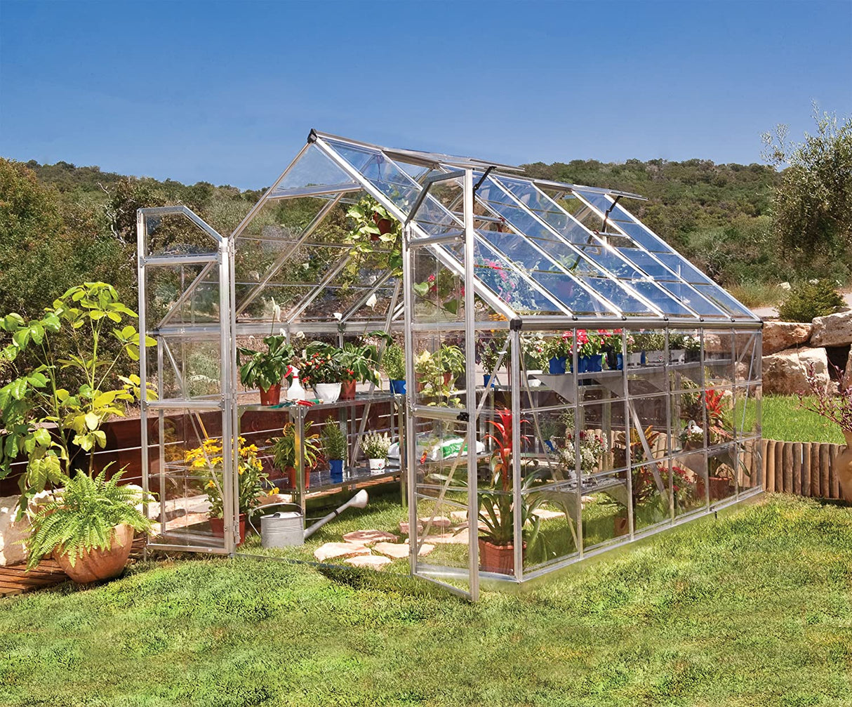 Octave 8' x 12' Greenhouse - Silver Frame & Clear Polycarbonate Panels