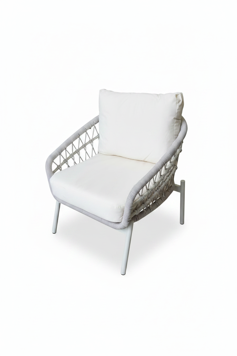 Harbour 4 Seat Garden Furniture Lounge Set - Grey Rope Frame/Beige