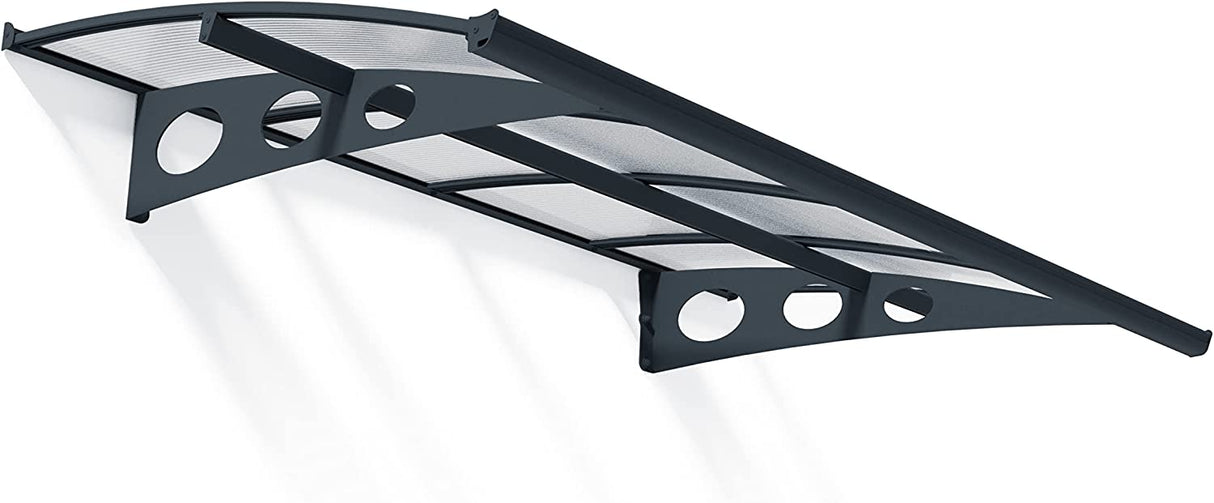 Herald 2.2m x 1.4m Door Canopy - Grey Frame & Twinwall Polycarbonate