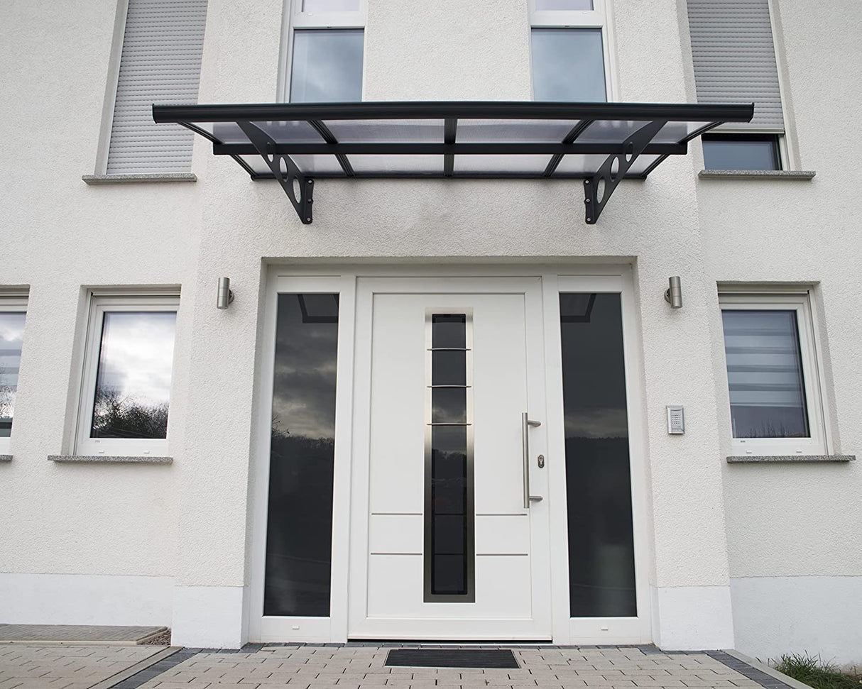 Herald 2.2m x 1.4m Door Canopy - Grey Frame & Twinwall Polycarbonate