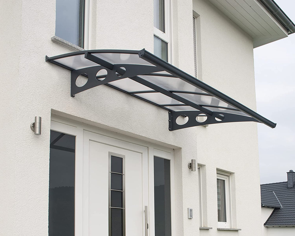 Herald 2.2m x 1.4m Door Canopy - Grey Frame & Twinwall Polycarbonate