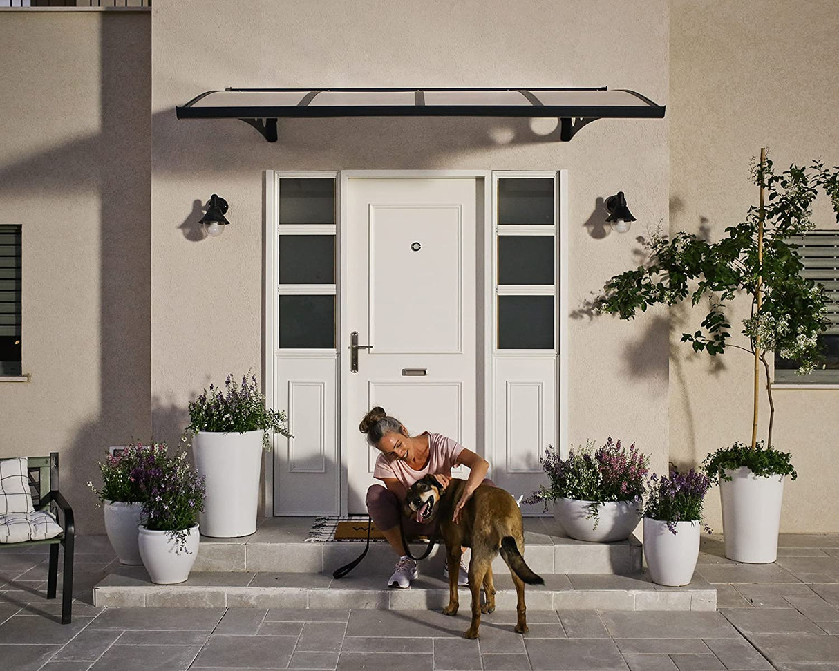 Herald 2.2m x 1.4m Door Canopy - Grey Frame & Twinwall Polycarbonate