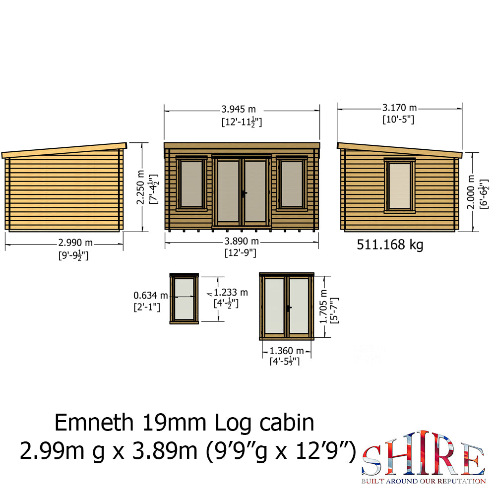 Shire Emmeth 10x13 Log Cabin