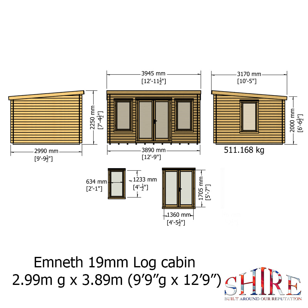 Shire Emmeth 10x13 Log Cabin