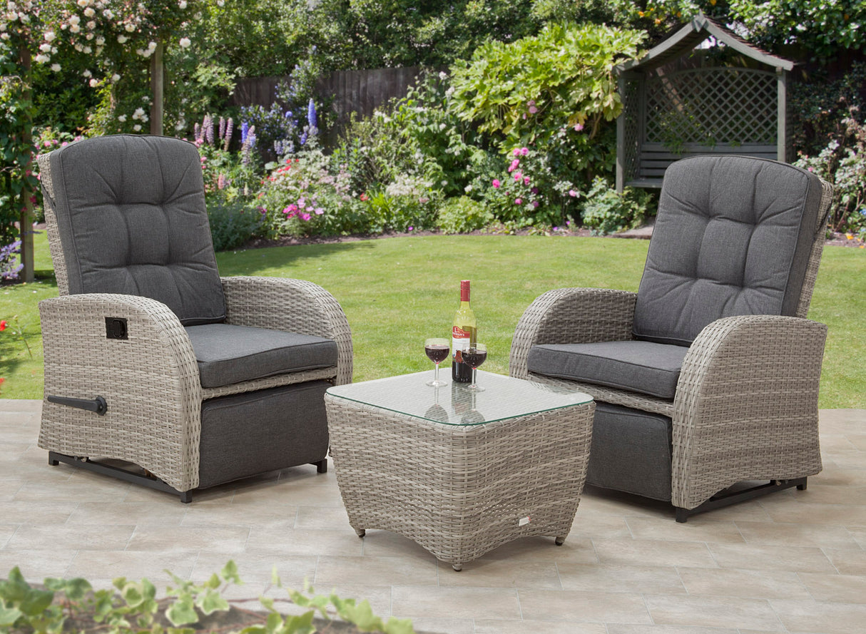 Bellevue Rattan Rocking Garden Chair Set - Grey