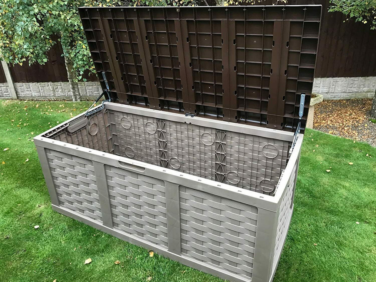 XXL Sit On Lid Rattan Effect Storge Box Mocha - 634L