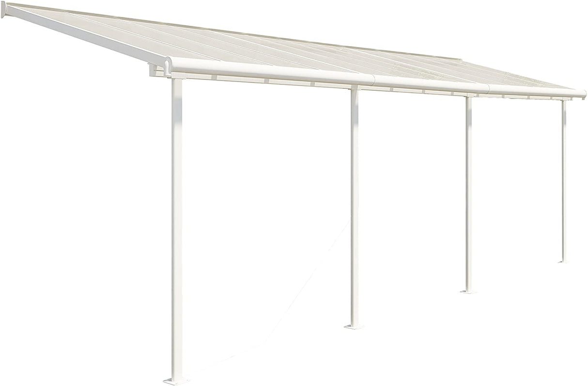 Sierra Patio Cover 2.2m x 6.7m - White Frame & Clear Polycarbonate