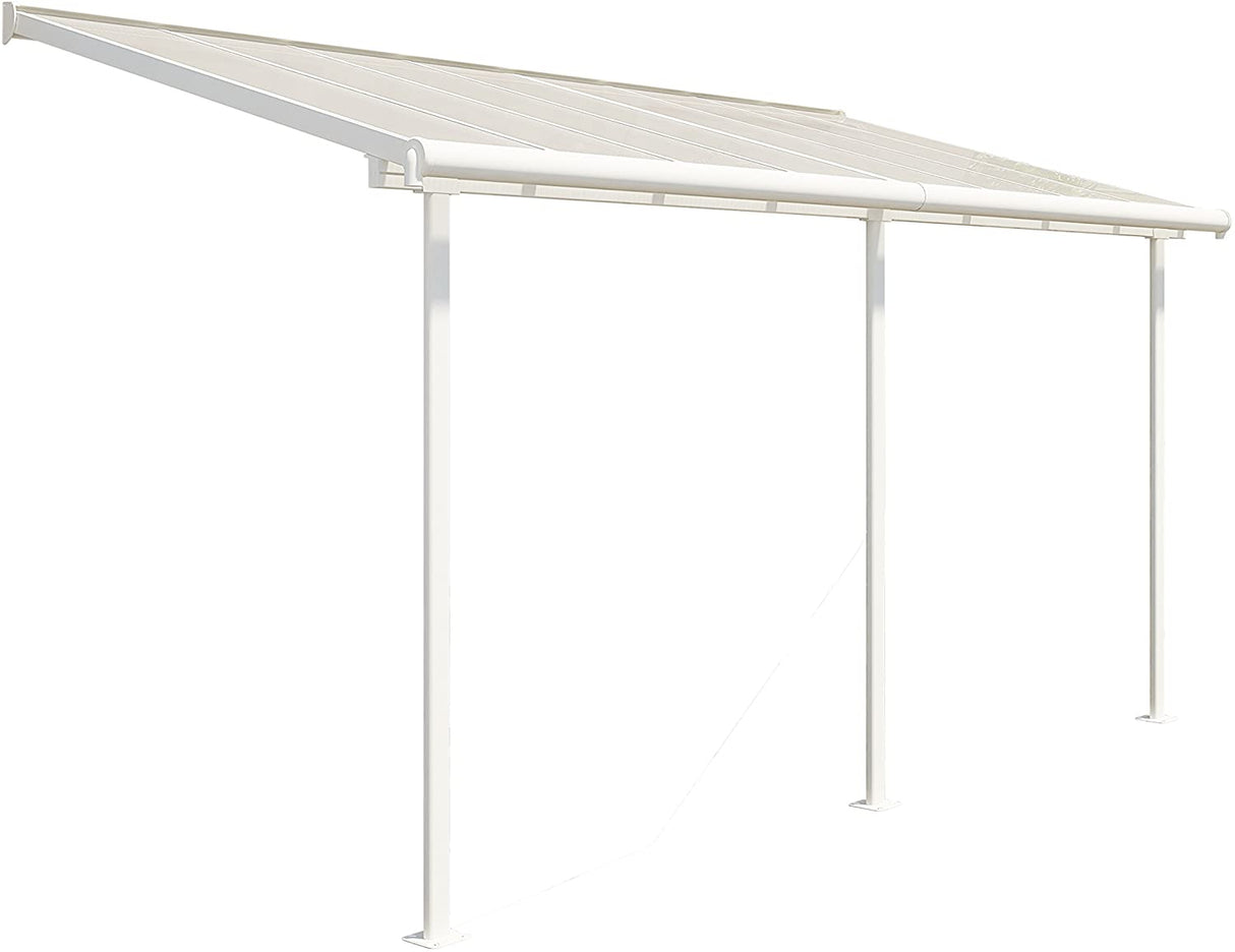 Sierra Patio Cover 2.2m x 4.5m - White Frame & Clear Polycarbonate