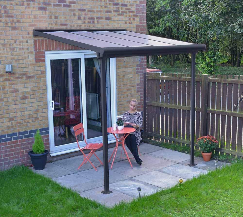 Sierra Patio Cover 2.2m x 2.3m - Grey Frame & Clear Polycarbonate