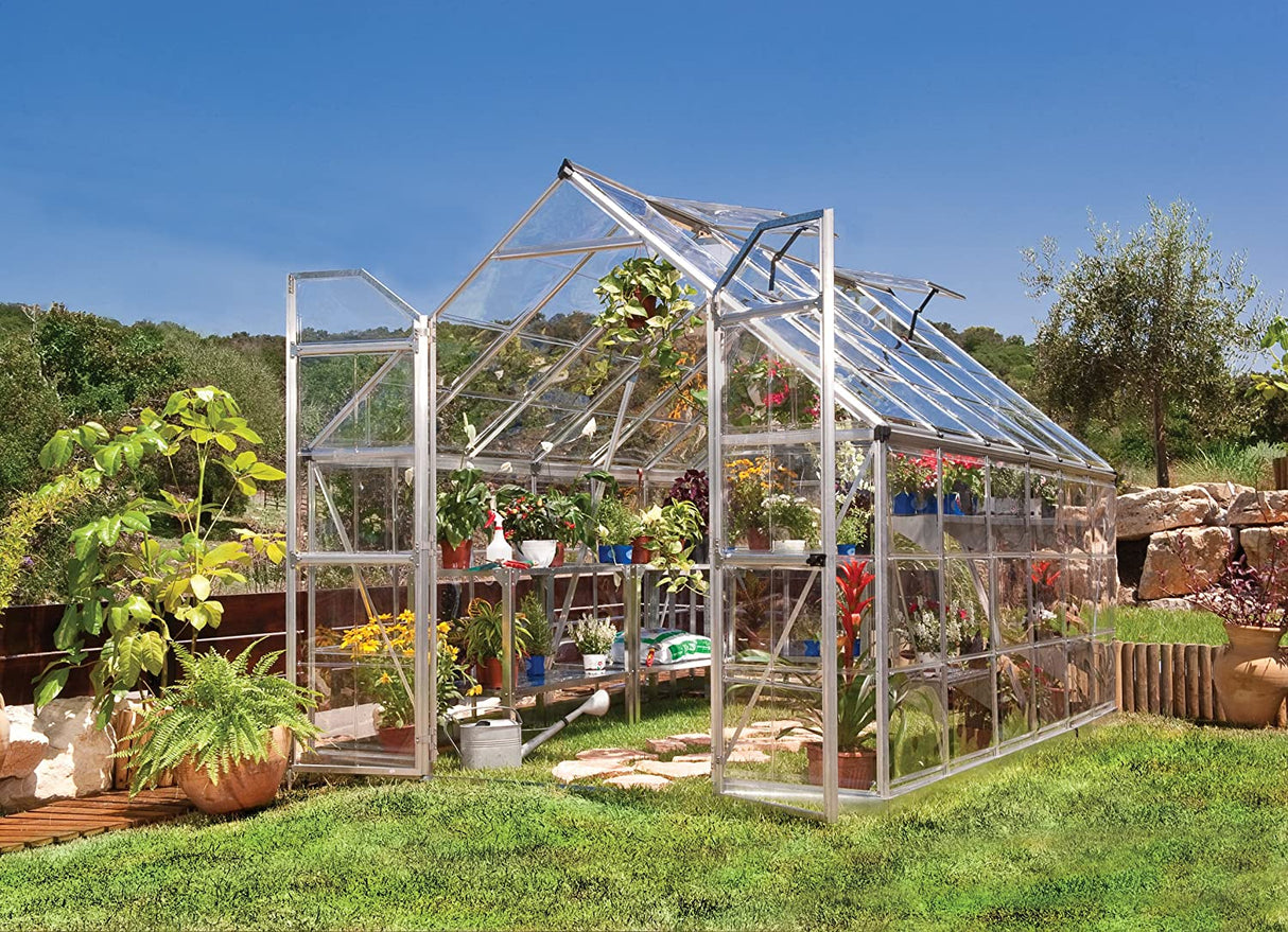 Octave 8' x 12' Greenhouse - Silver Frame & Clear Polycarbonate Panels