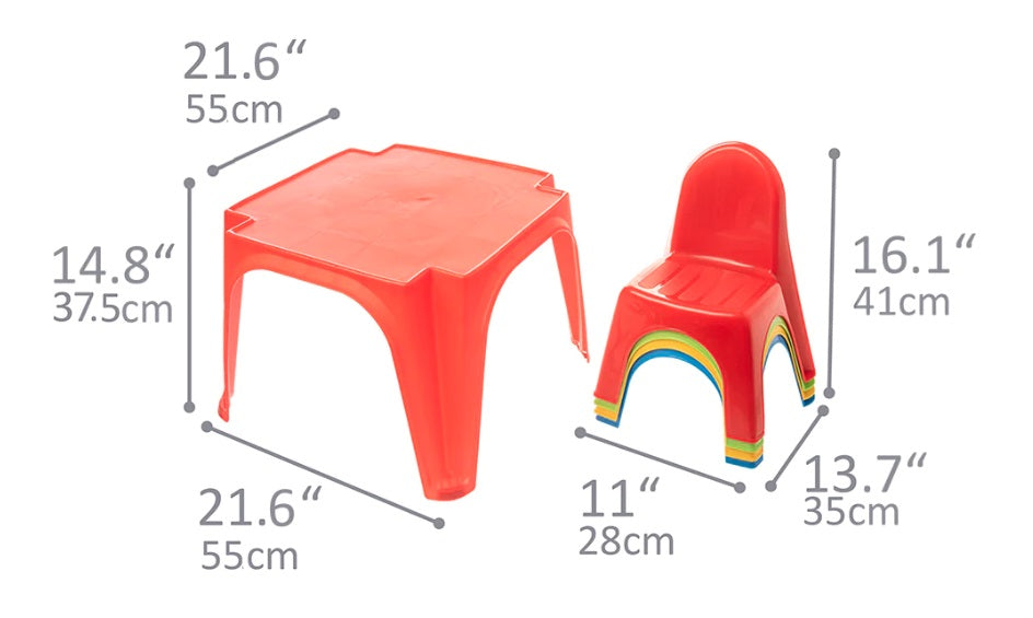 Childrens Table and Chair Set By Starplast Plastic Set