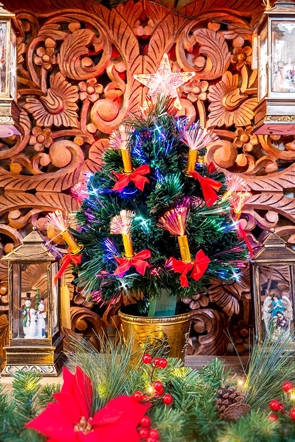 Fibre Optic Candle and Bow Tree 2ft/60cm