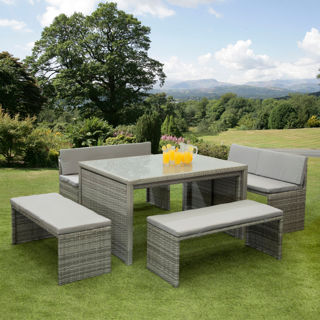 Melbourne Rattan Space Saving Garden Furniture 6 Piece - Grey
