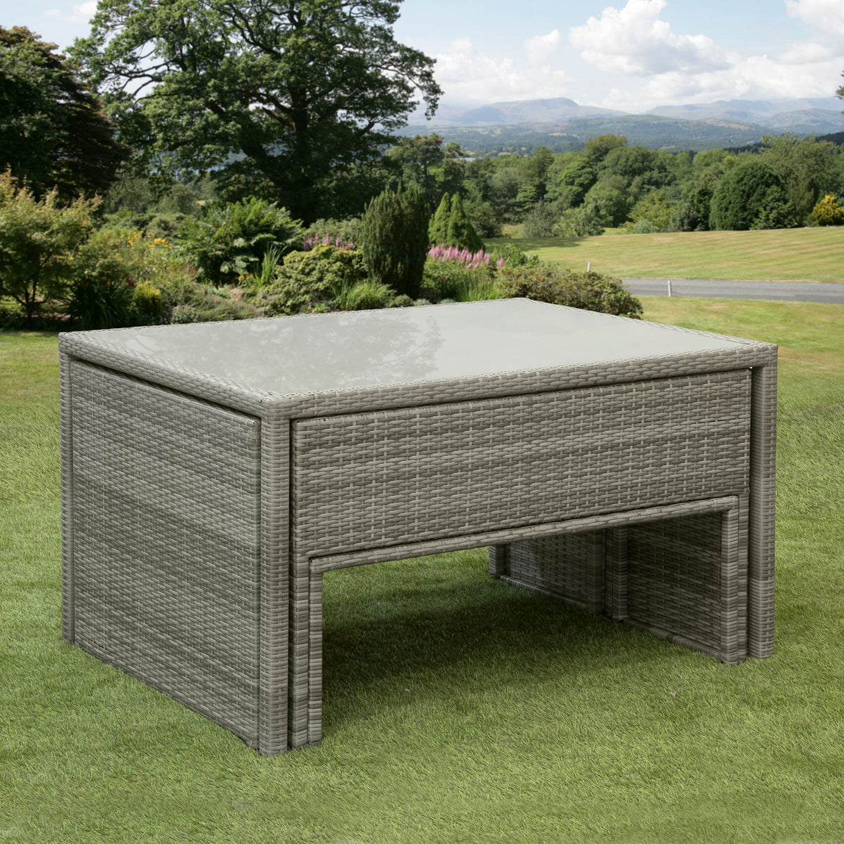 Melbourne Rattan Space Saving Garden Furniture 6 Piece - Grey