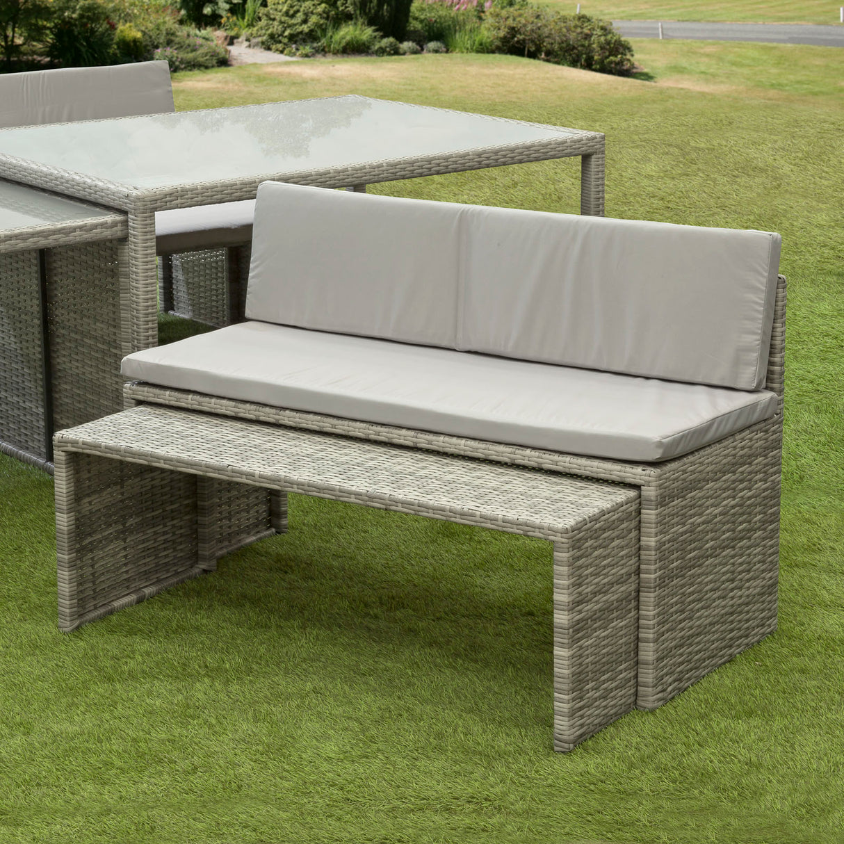 Melbourne Rattan Space Saving Garden Furniture 6 Piece - Grey