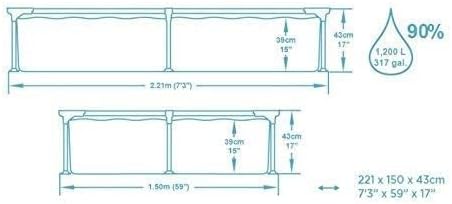 Bestway 7.3ft x 59in x 17in Navy Blue Rectangle Steel Pro Above Ground Pool