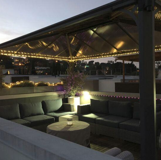 Martinique 3m x 4.3m Garden Gazebo in Grey Aluminium with Polycarbonate Roof